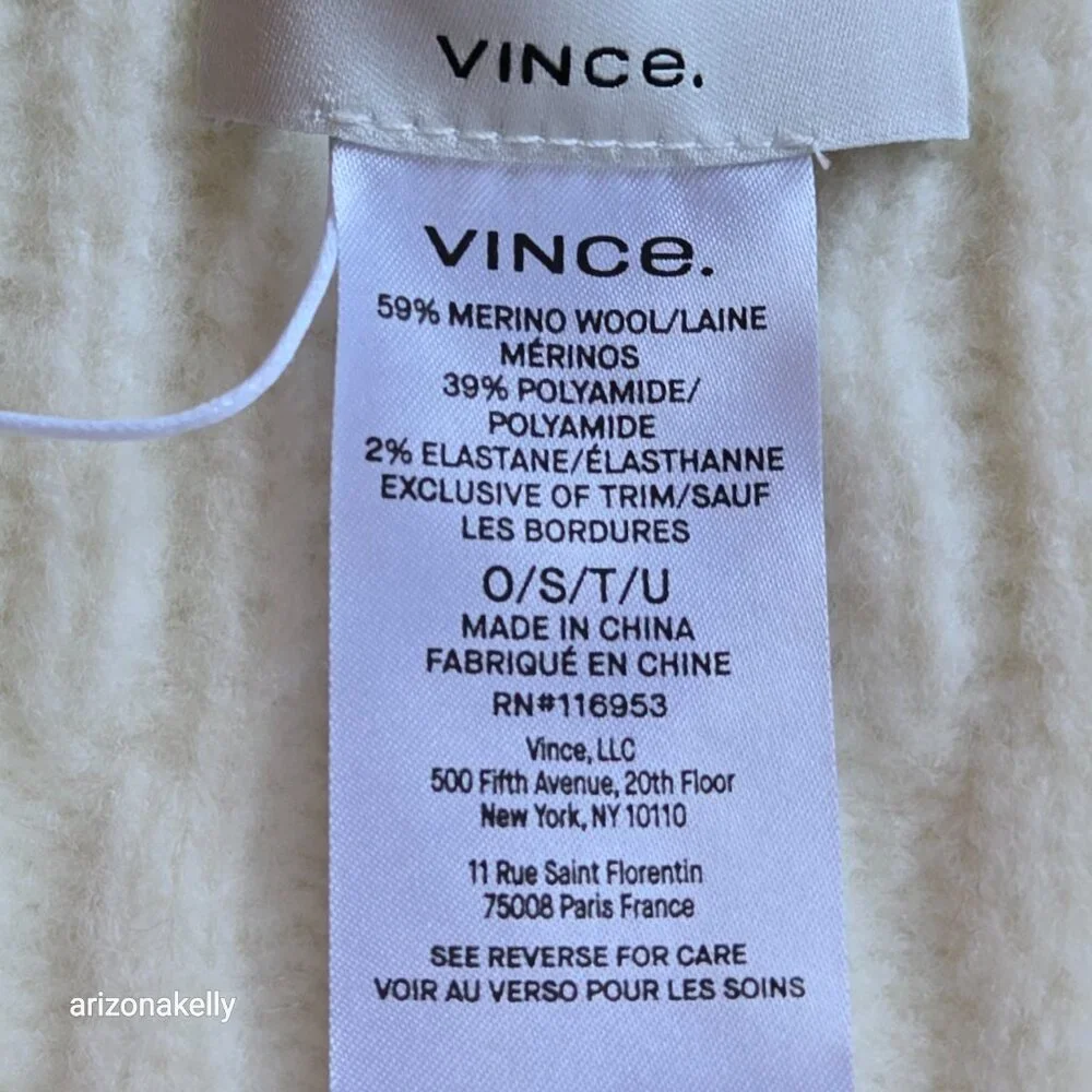 NWT Vince Cable Knit Merino Blend Ivory Thick Scarf